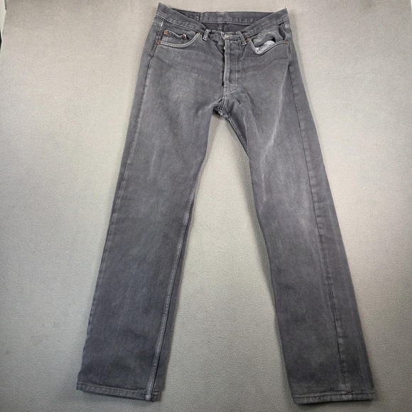 Vintage Levis 501 Jeans Mens 30x30 Gray Black Straight Made USA 90s Tag 32x36